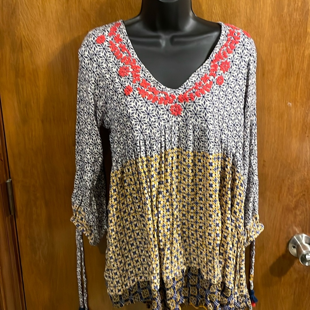 Women’s Boho Blouse 3/4 sleeves with tassels